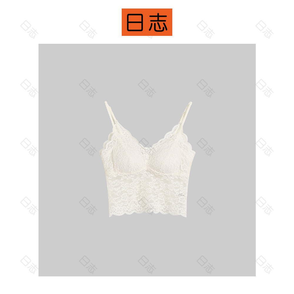 PIPO法式蕾丝无钢圈美背文胸吊带胸垫内搭背心打底裹胸DD52I223