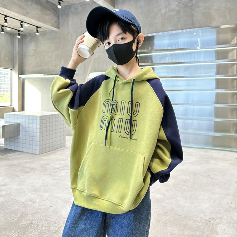 男童卫衣春秋款2025新款儿童秋季上衣连帽中大童网红炸街男孩秋装
