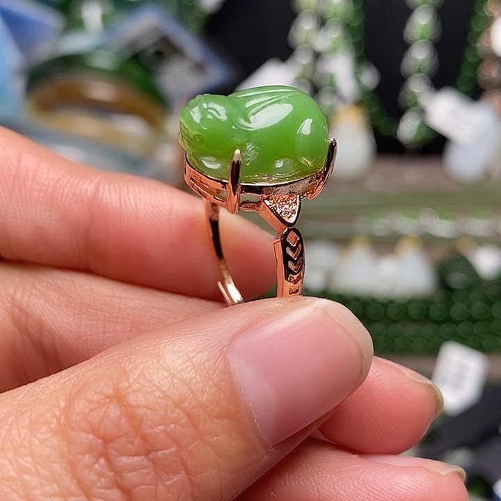 和田玉银S925镶嵌戒指