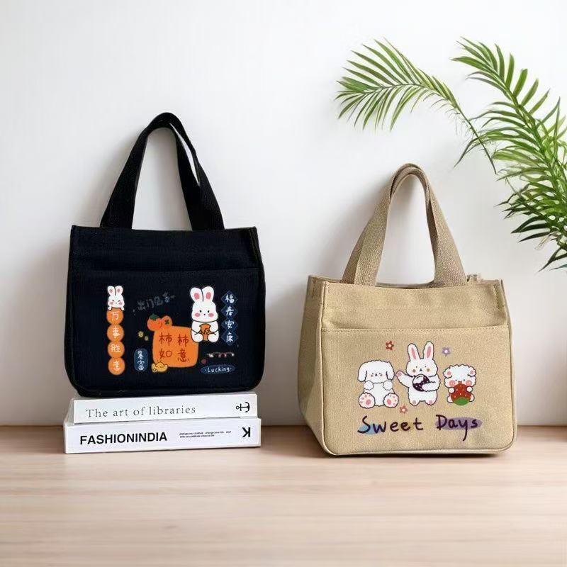 卡通可折叠双根手提包祖母格包包手拎包韩版百搭bra