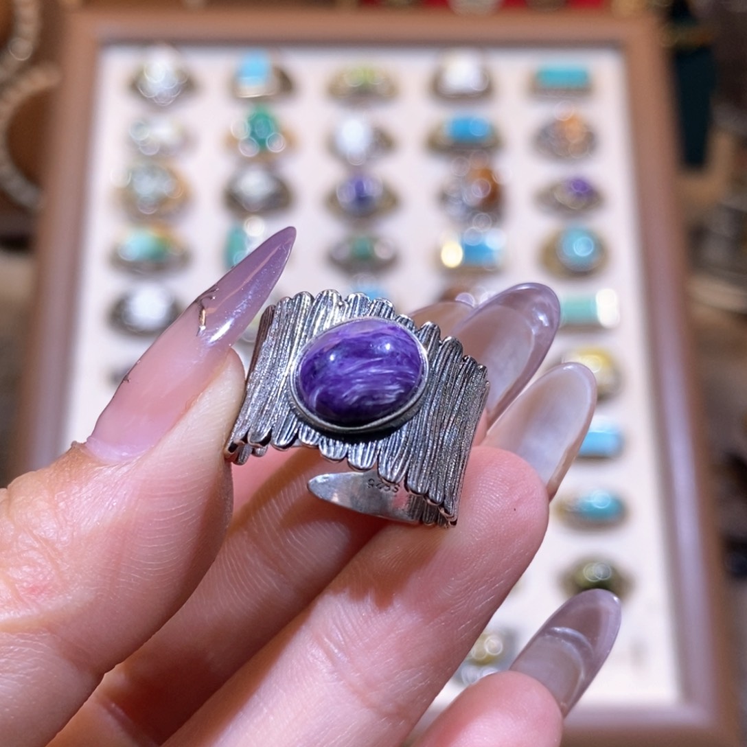 查罗石（紫龙晶）戒指银S925镶嵌戒指