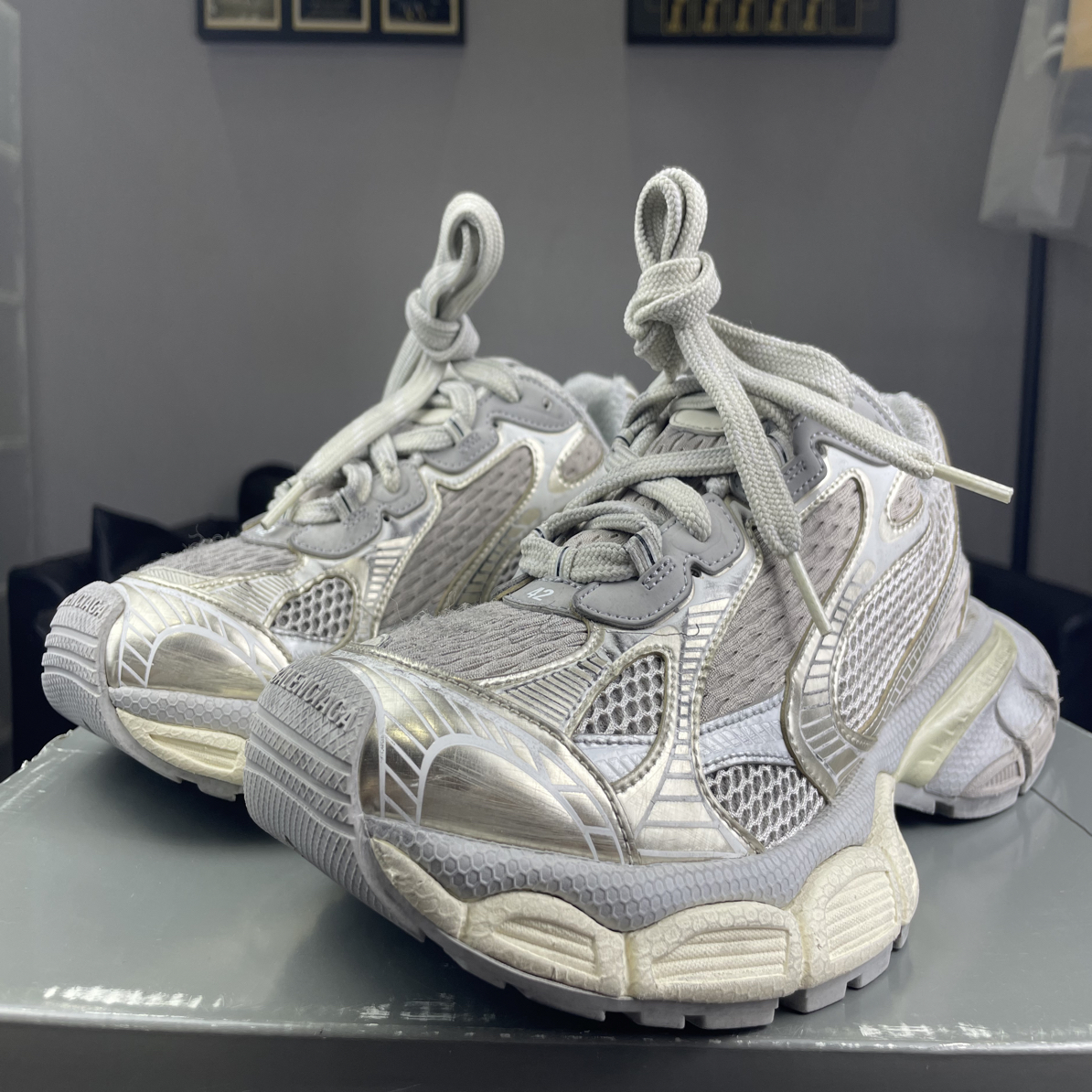 99新 Balenciaga/巴黎世家 3xl米灰色老爹鞋42码原盒99新