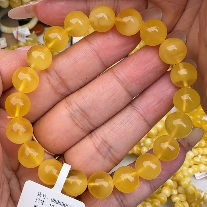 手链蜜蜡未镶嵌鸡油黄金绞蜜圆珠手串