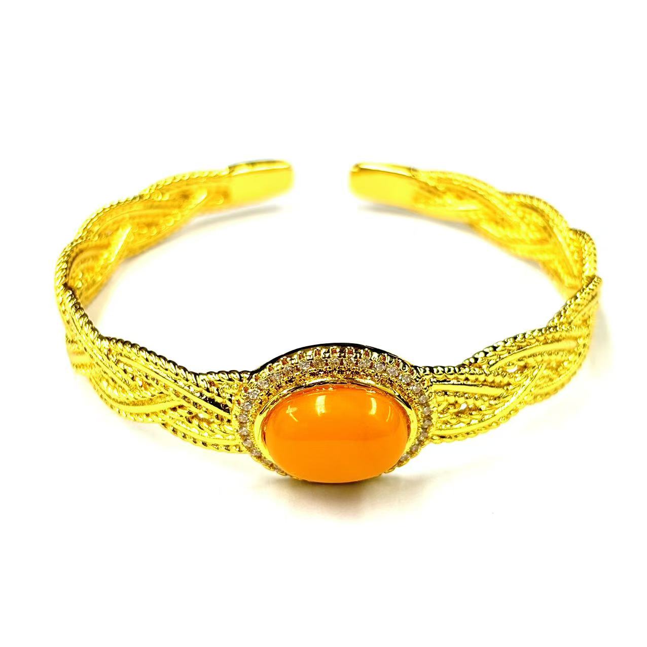 s1379-国风设计款蛋面拉丝开口手镯-ml-赠礼盒