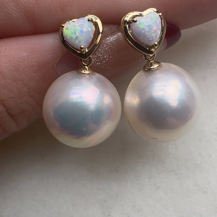 拼合珍珠（马贝珠）耳饰18K金镶嵌