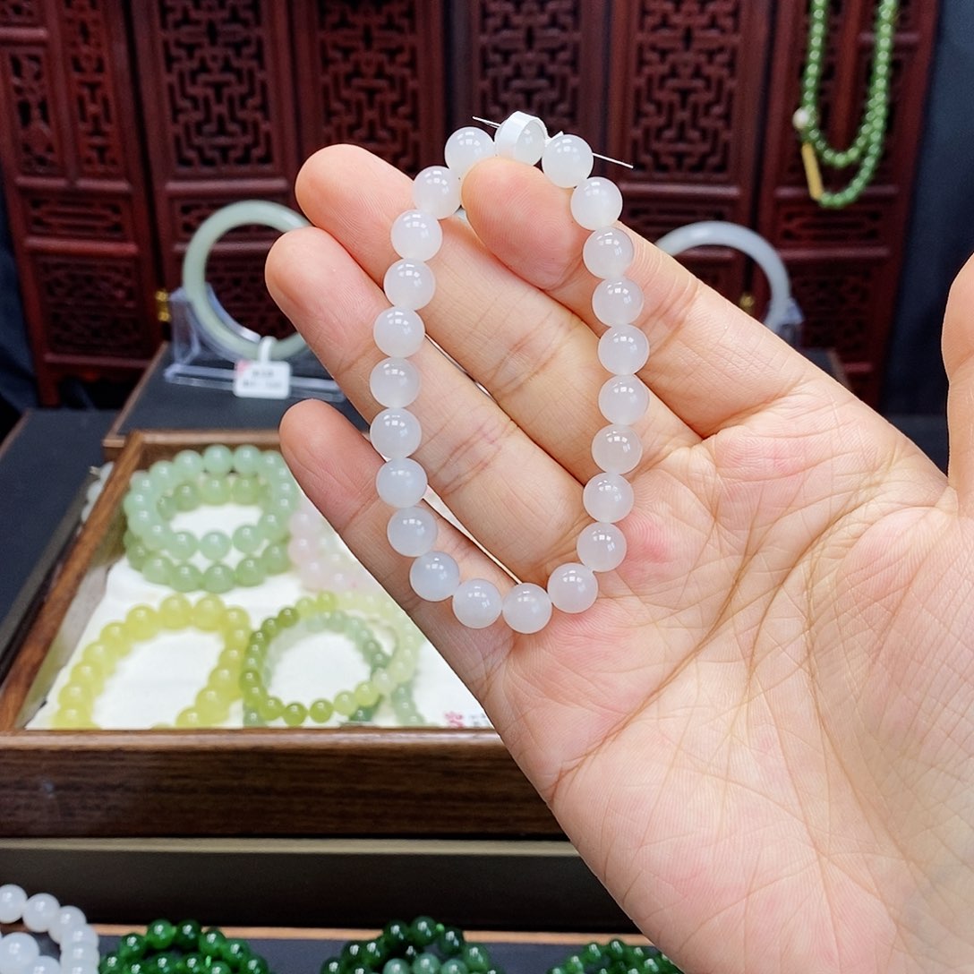 和田玉手串未镶嵌白玉8