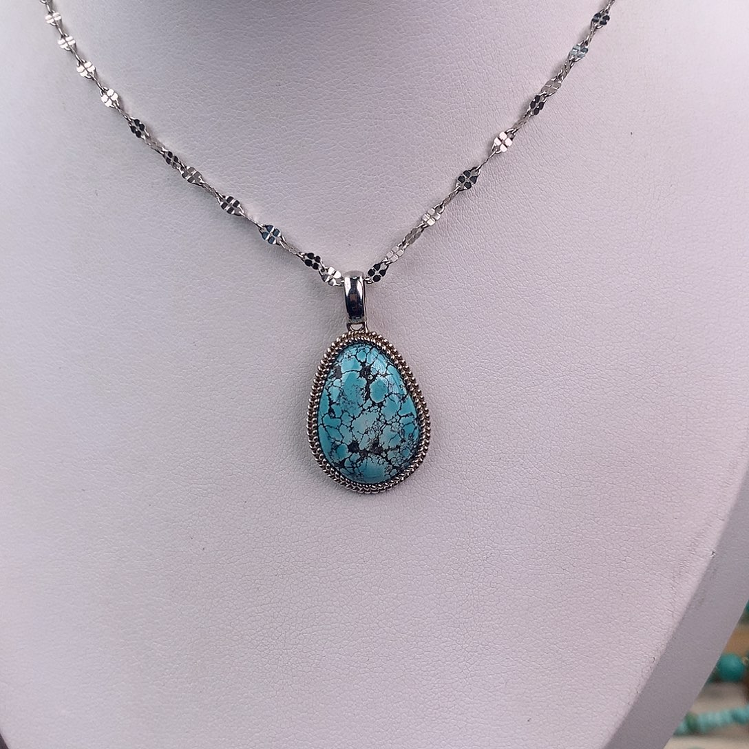 绿松石银S925镶嵌颈饰