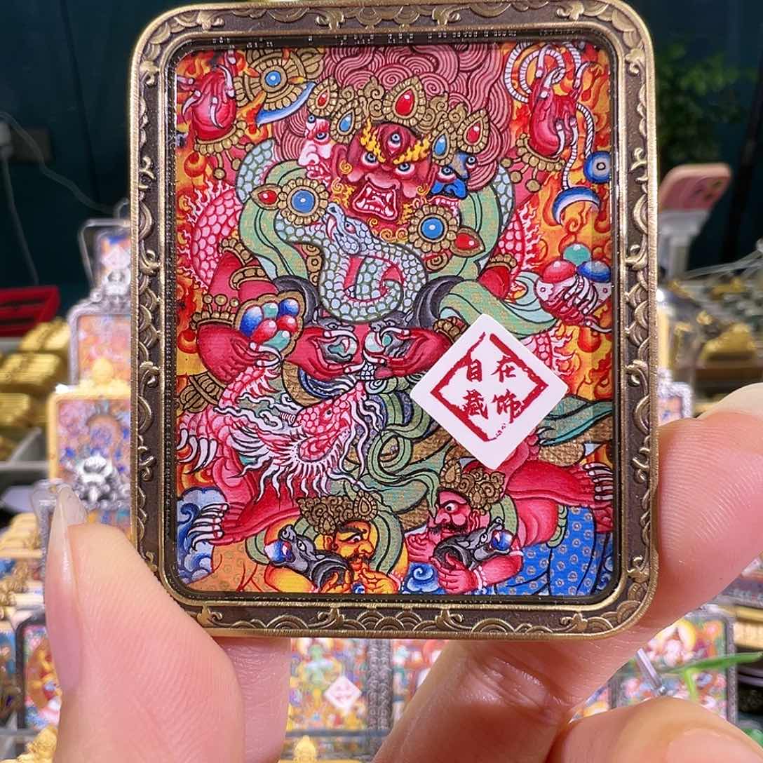 吊坠红才热贡唐卡顶工