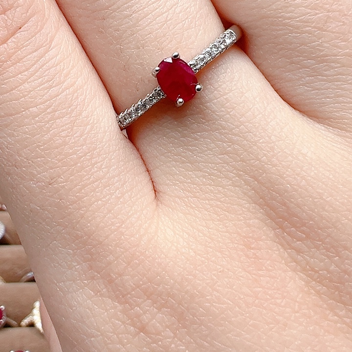 红宝石银S925镶嵌戒指