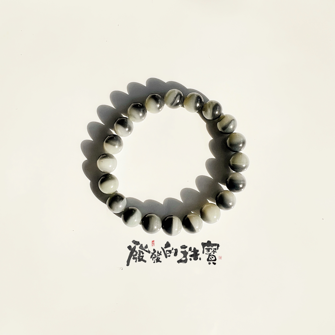 和田玉新疆青花聚宝盆手串10mm