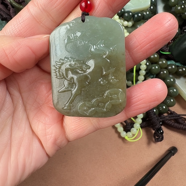 和田玉颈饰银S925镶嵌