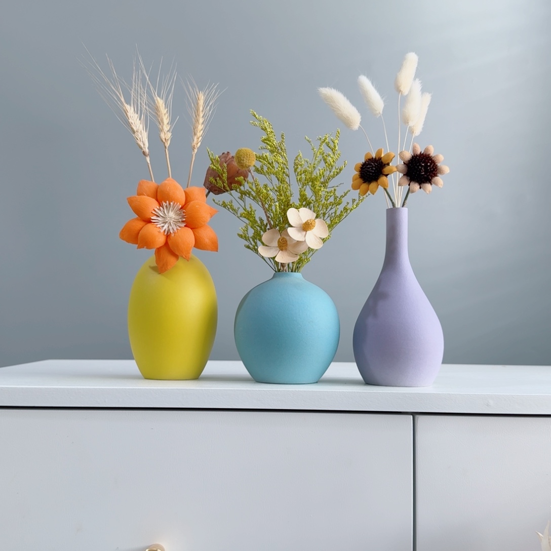 摆件陶瓷花瓶摆件含花总高约20-30cm