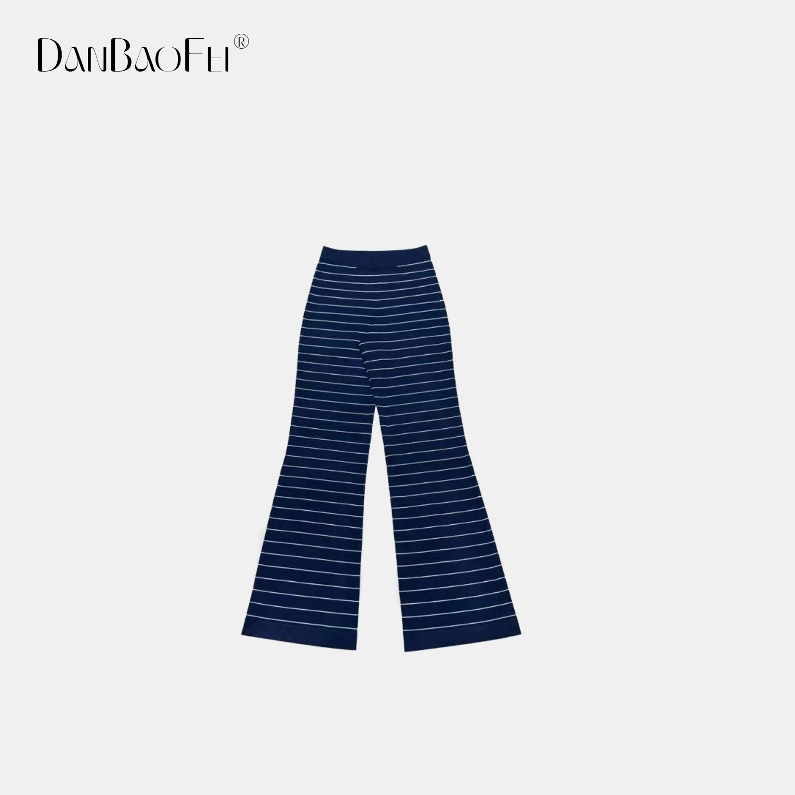 【雅雅】YUYU 复古撞色条纹马蹄裤百搭阔腿针织休闲裤 WB00569