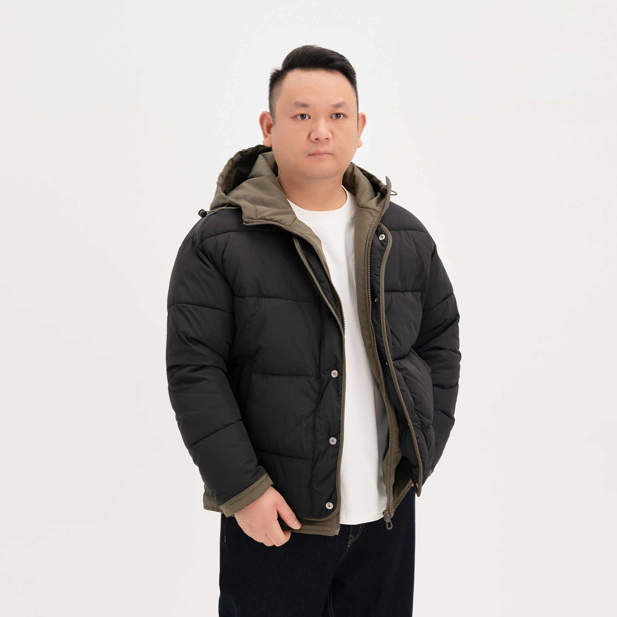 【新款】拼色假两件连帽棉衣男冬季防泼水夹克棉服加厚保暖外套9433