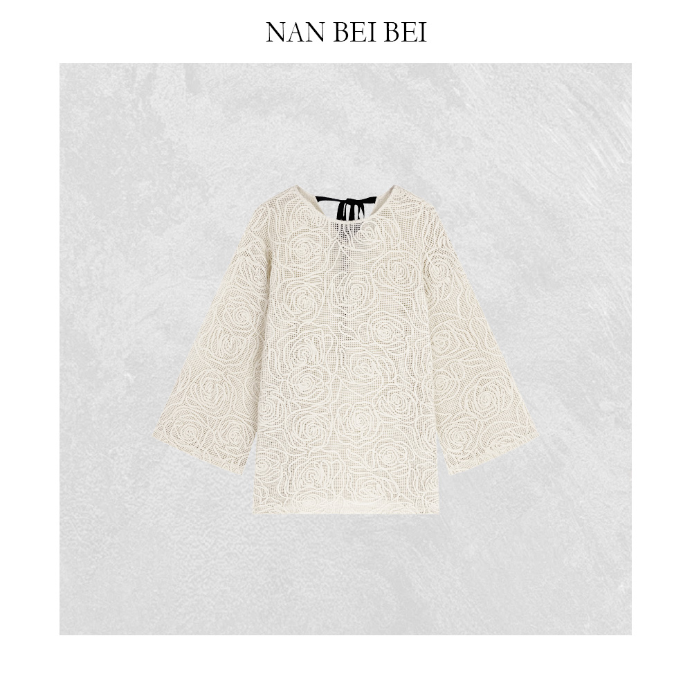  NanBeiBei 棉绳盘  原创设计款立体花纹镂空宽松轻薄上衣 021