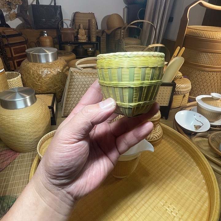 竹编筐箩迷你版茶漏