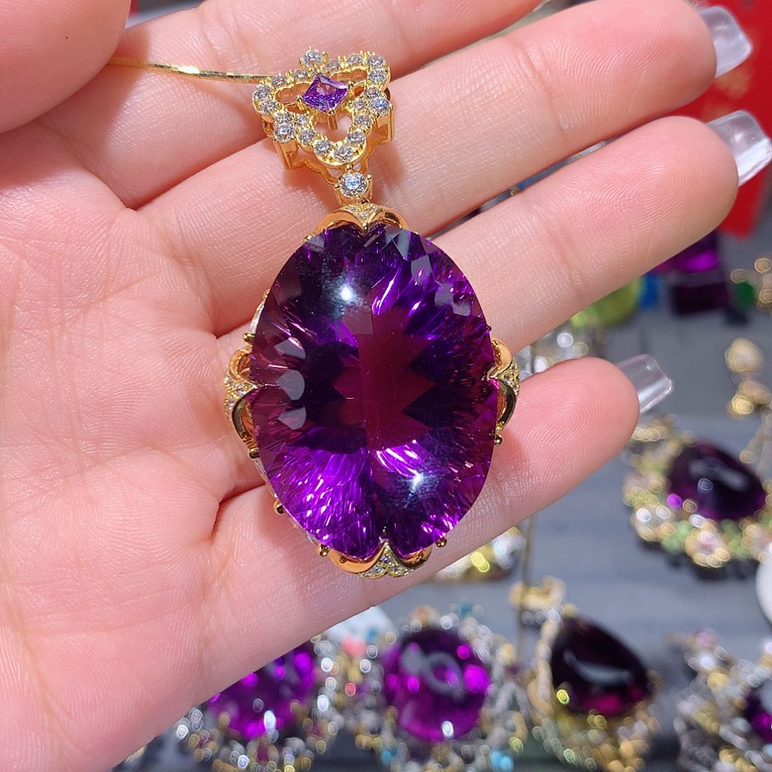 紫晶颈饰银S925镶嵌吊坠