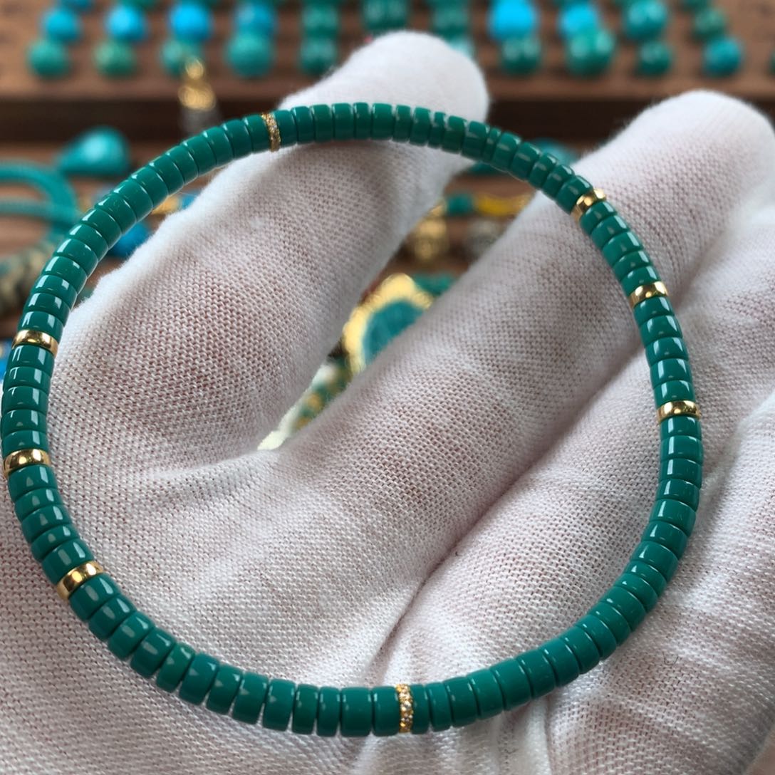 绿松石手串18K金镶嵌