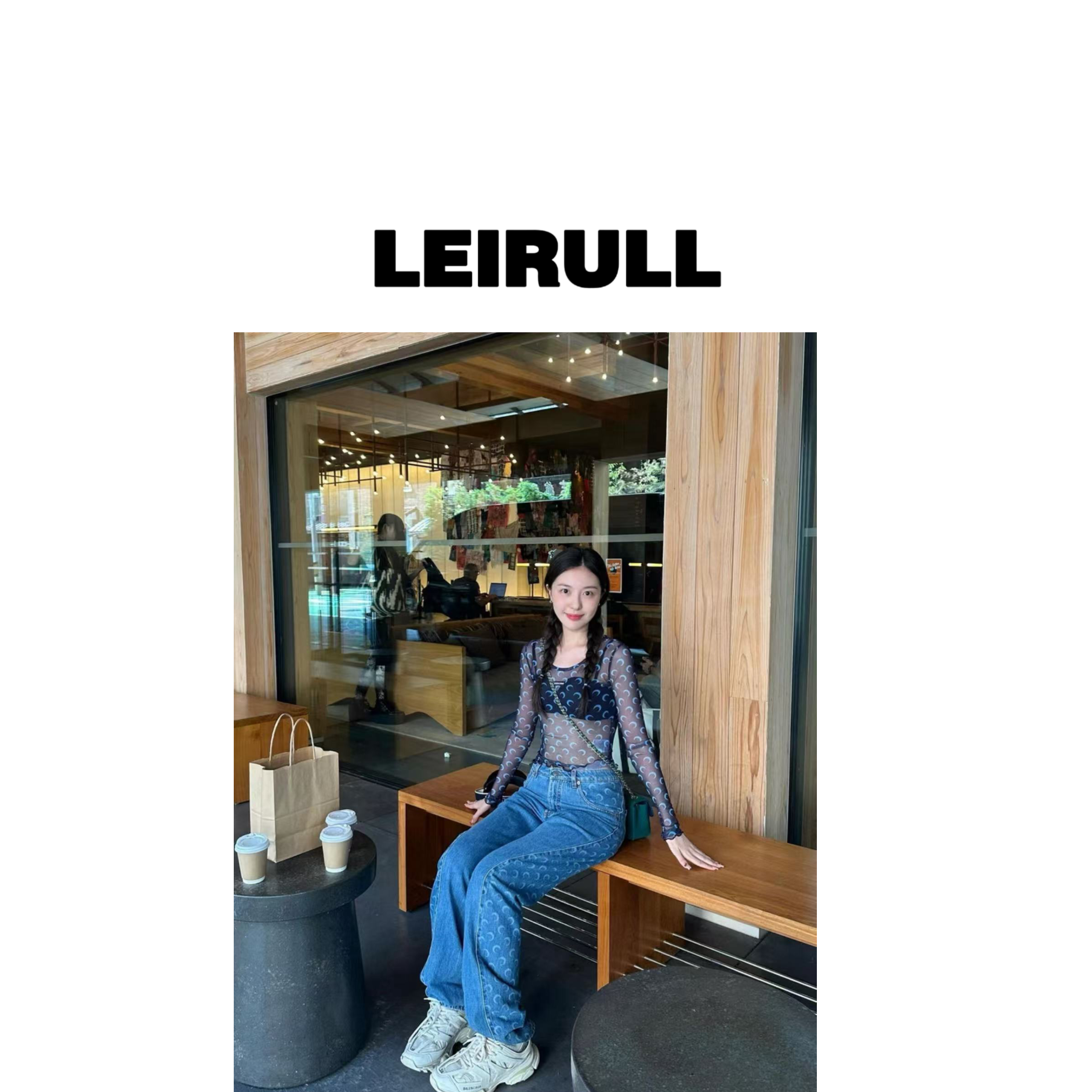 Ms月亮牛仔长裤jennin虞书欣同款宽松月牙牛仔裤