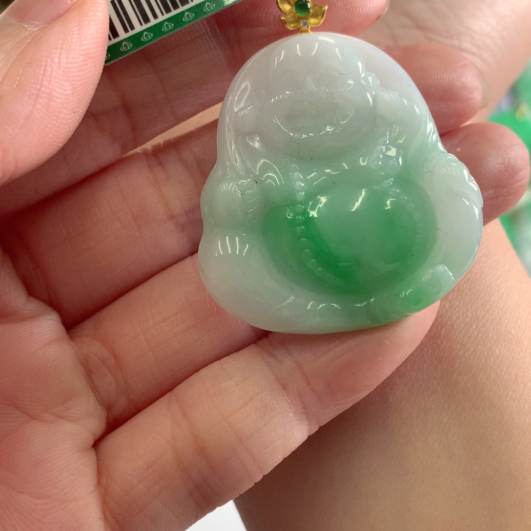 翡翠吊坠(不含链)18K金镶嵌
