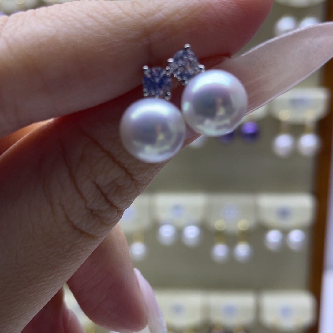 淡水珍珠耳饰银S925镶嵌