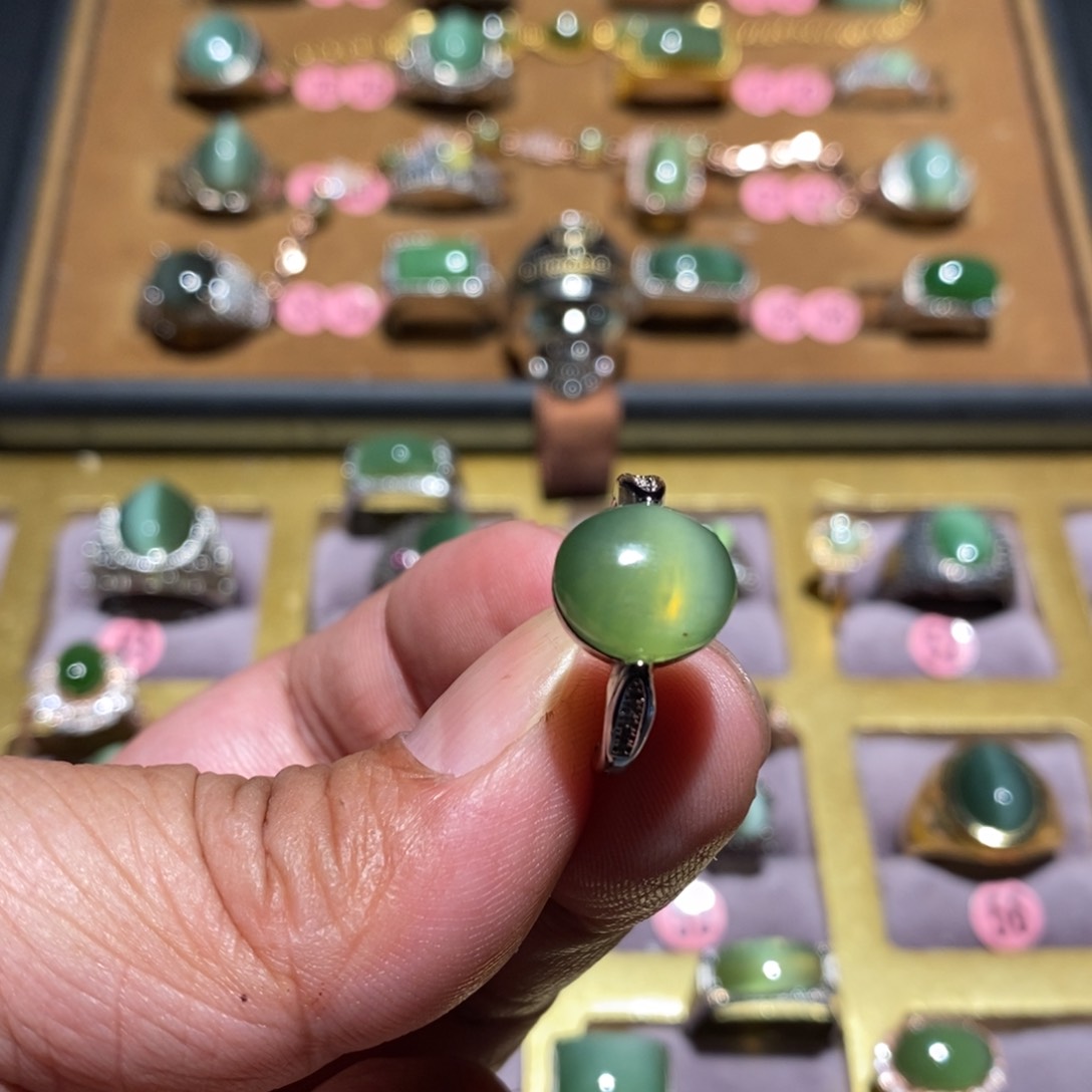 和田玉（碧玉）戒指未镶嵌F*