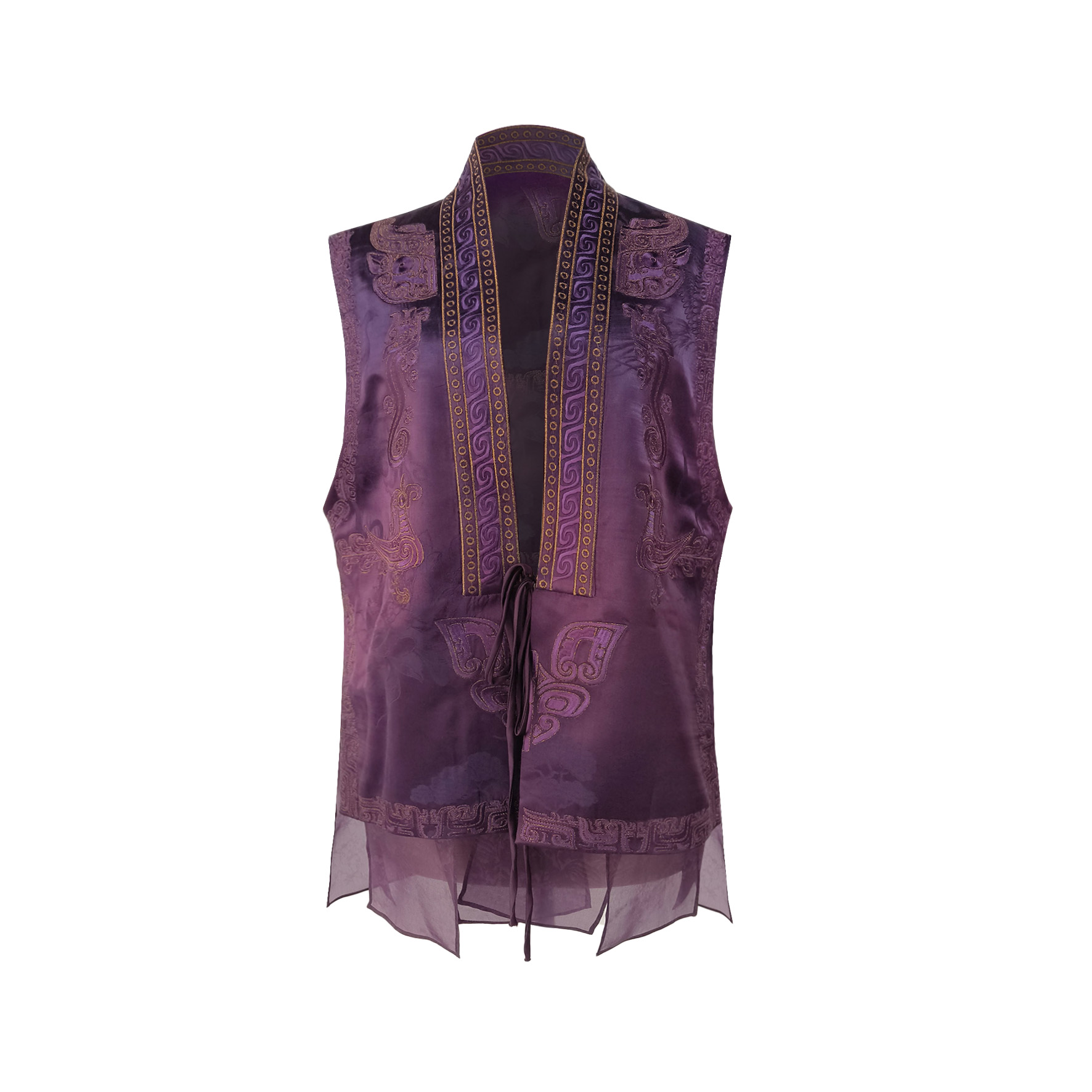 【金闪闪】彩金绣老缎欧根纱拼接马甲25JY-S0014