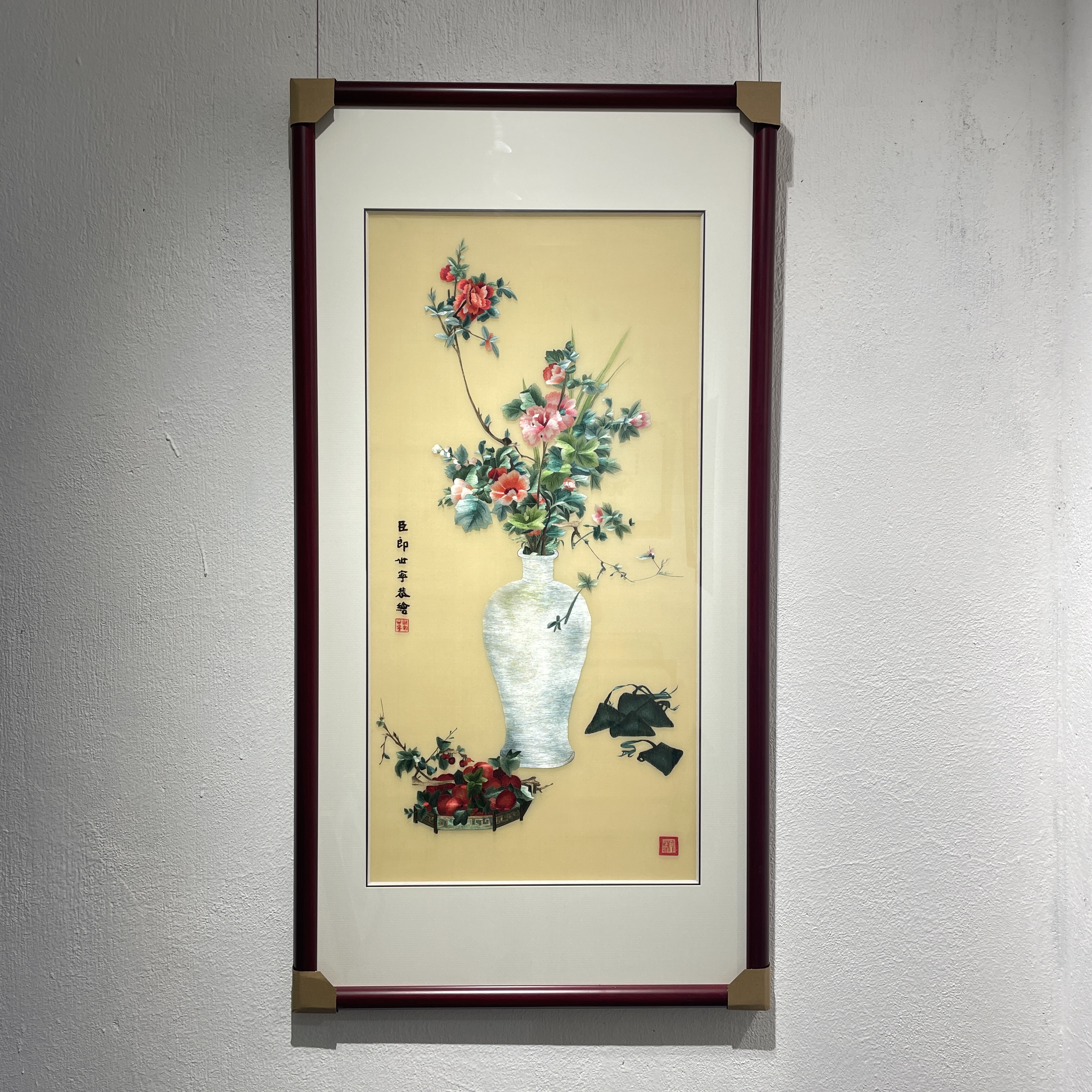 纯手工苏绣苏绣精品玄关茶室挂画郎世宁午瑞图非遗艺术挂画装饰