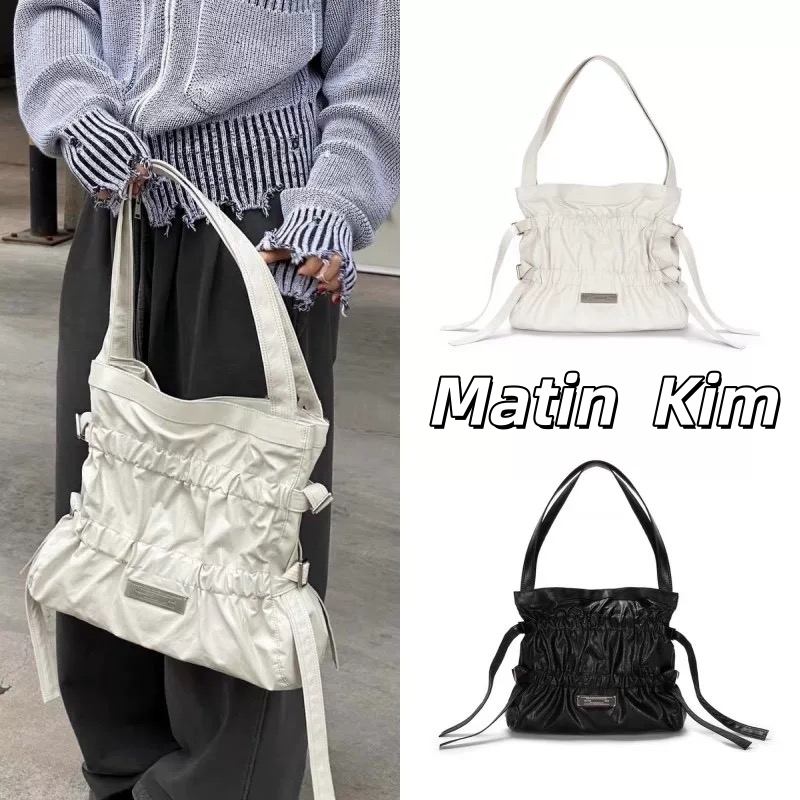 韩国小众品牌matin kim新款通勤褶皱托特包百搭大容量腋下女包