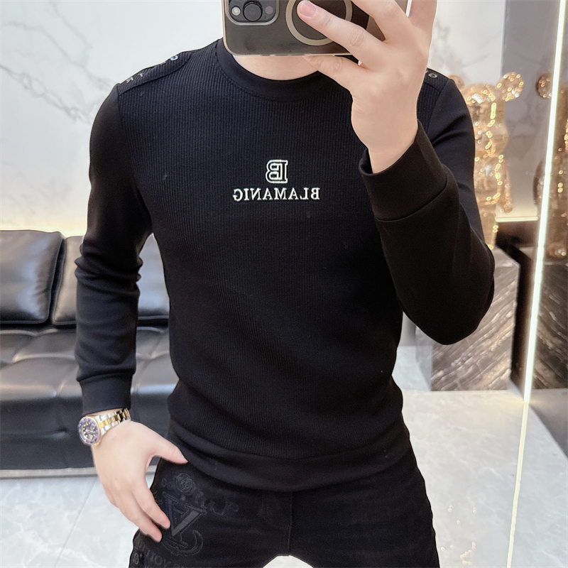 冰希简欧.百搭男士修身打底衫加绒保暖亲肤圆领长袖2025冬季新款