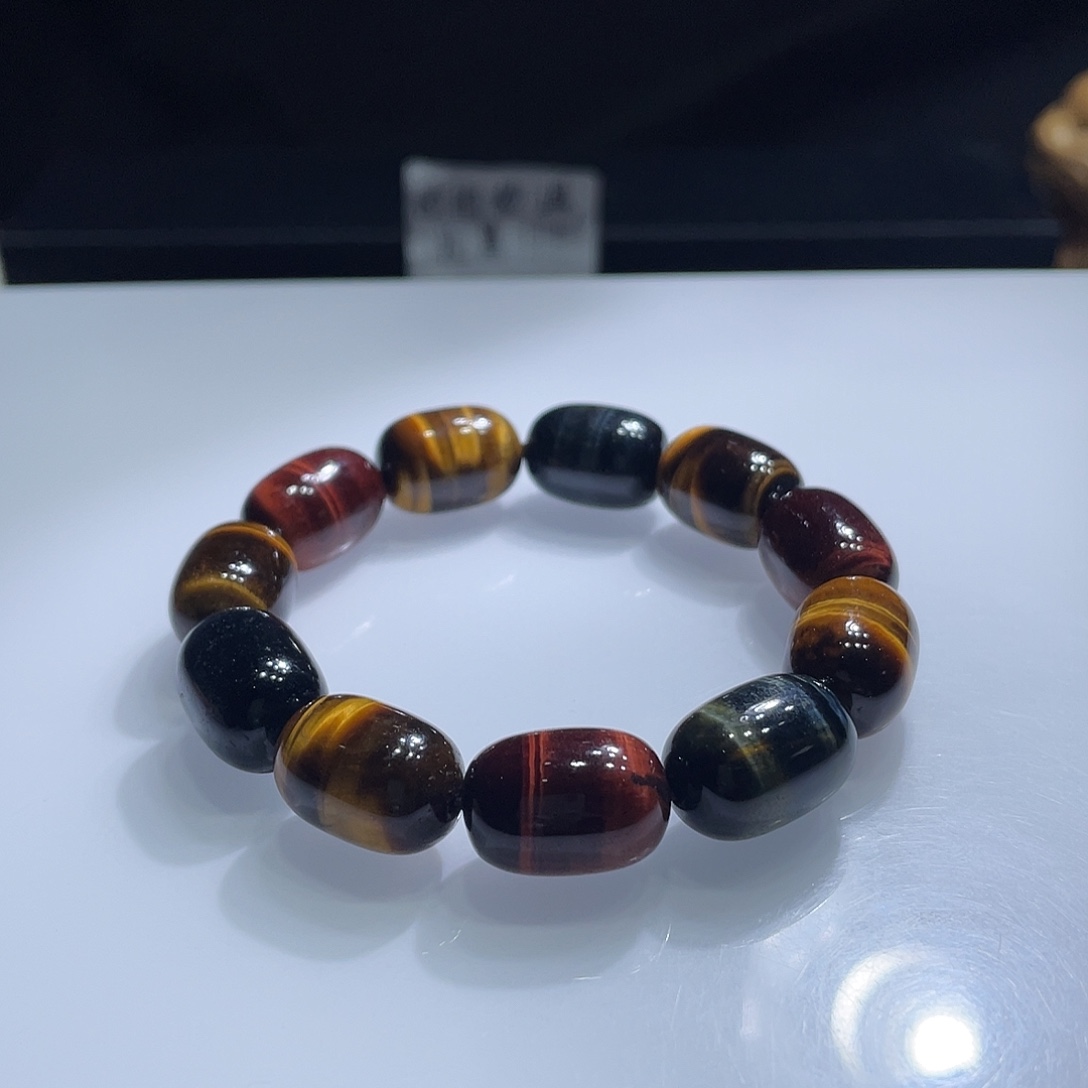 未镶嵌水晶手链彩虎眼桶珠55元