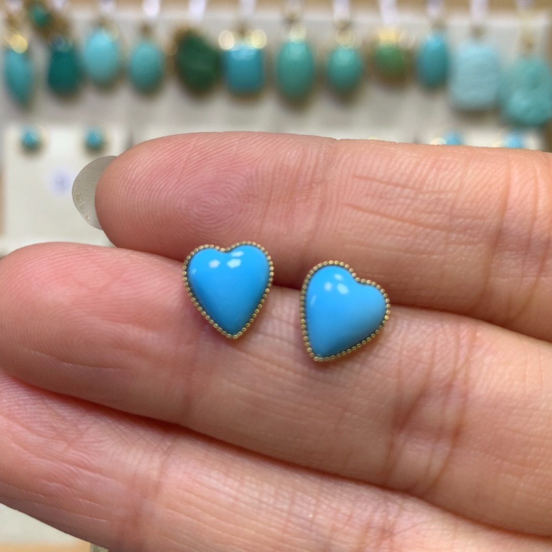 绿松石耳饰18K金镶嵌