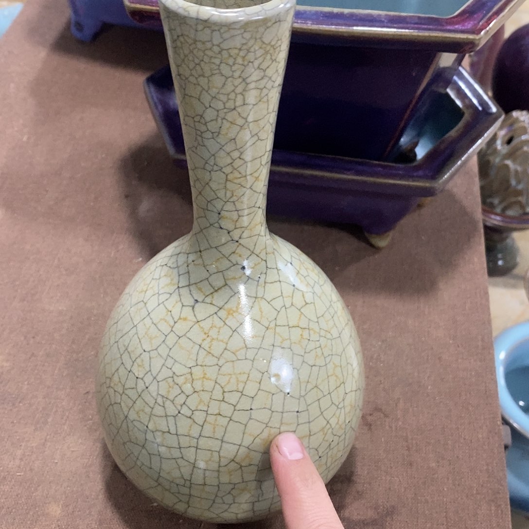 瓷***爱瓷片哥窑长颈瓶12672596