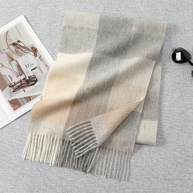 L新款时尚双面羊绒围巾长款加厚女士秋冬季送礼盒礼袋-AAA