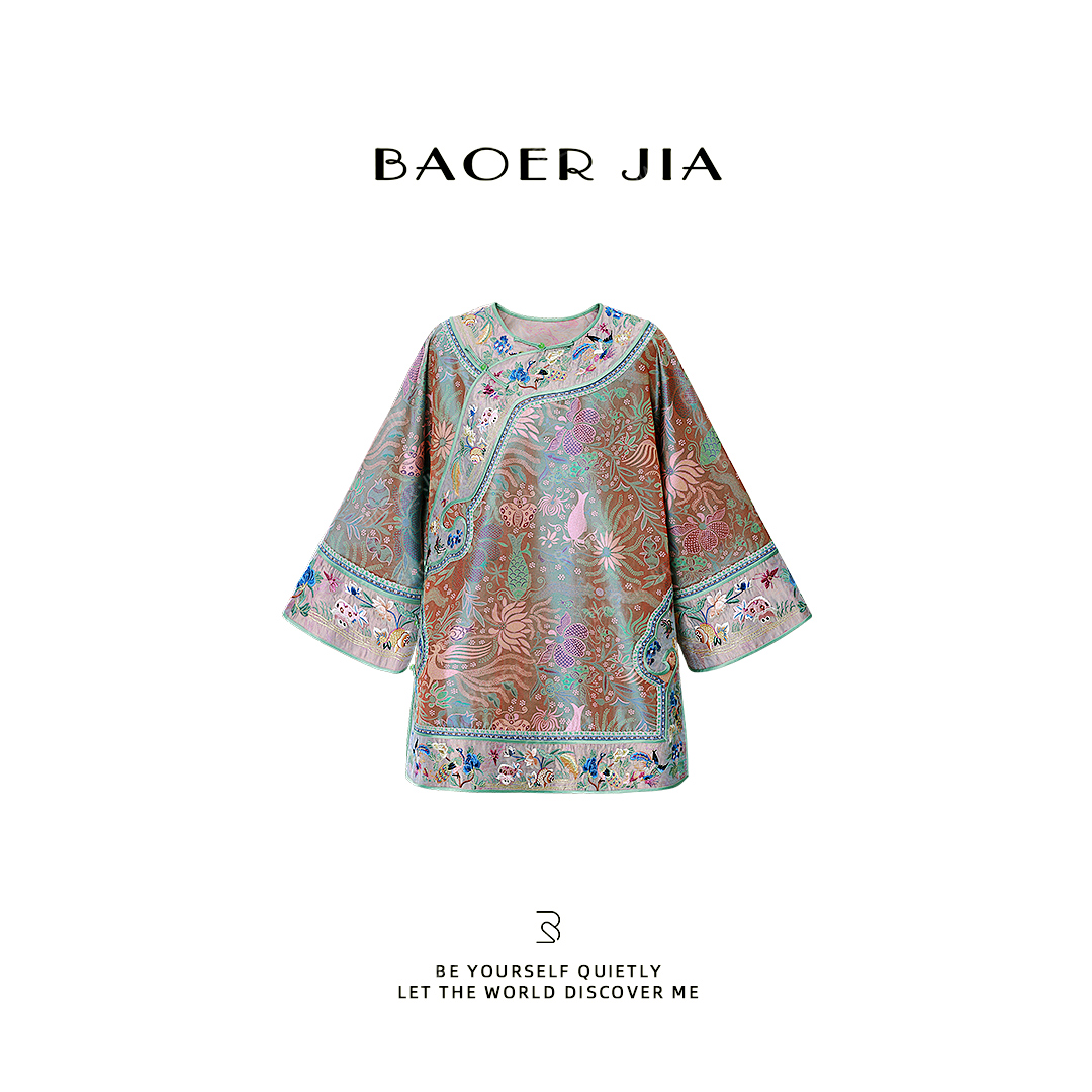 55-【紫澜梦境】宝儿家含幂BK308125412新中式蜀锦盘金绣如意纹上衣