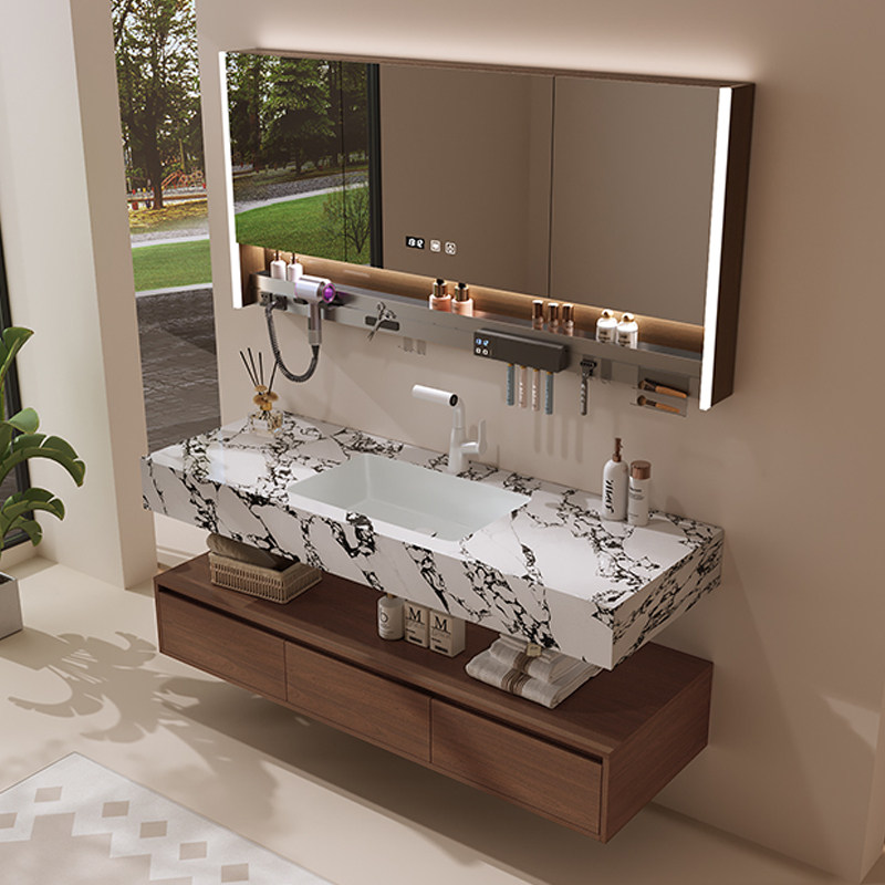 【OULIN欧琳】中古风宝格丽岩板陶瓷无缝盆卫生间洗漱台洗手池洗脸