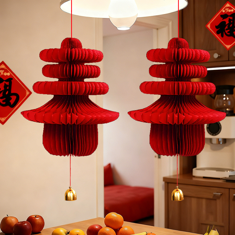 春节装饰立体蜂窝灯笼挂件新年客厅玄关走廊壁入户门过年布置挂饰