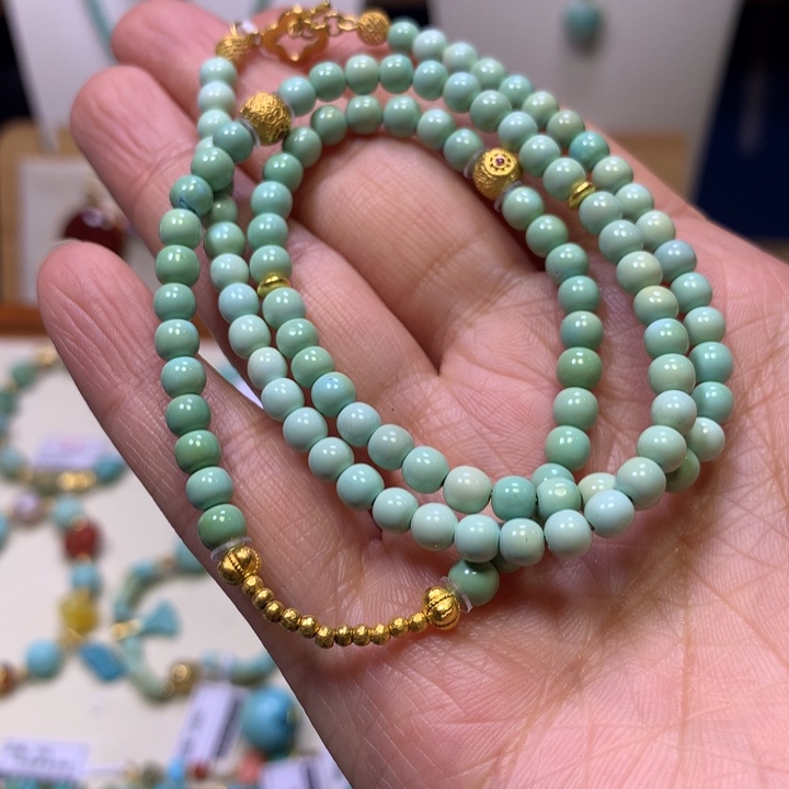 绿松石18K金镶嵌项链