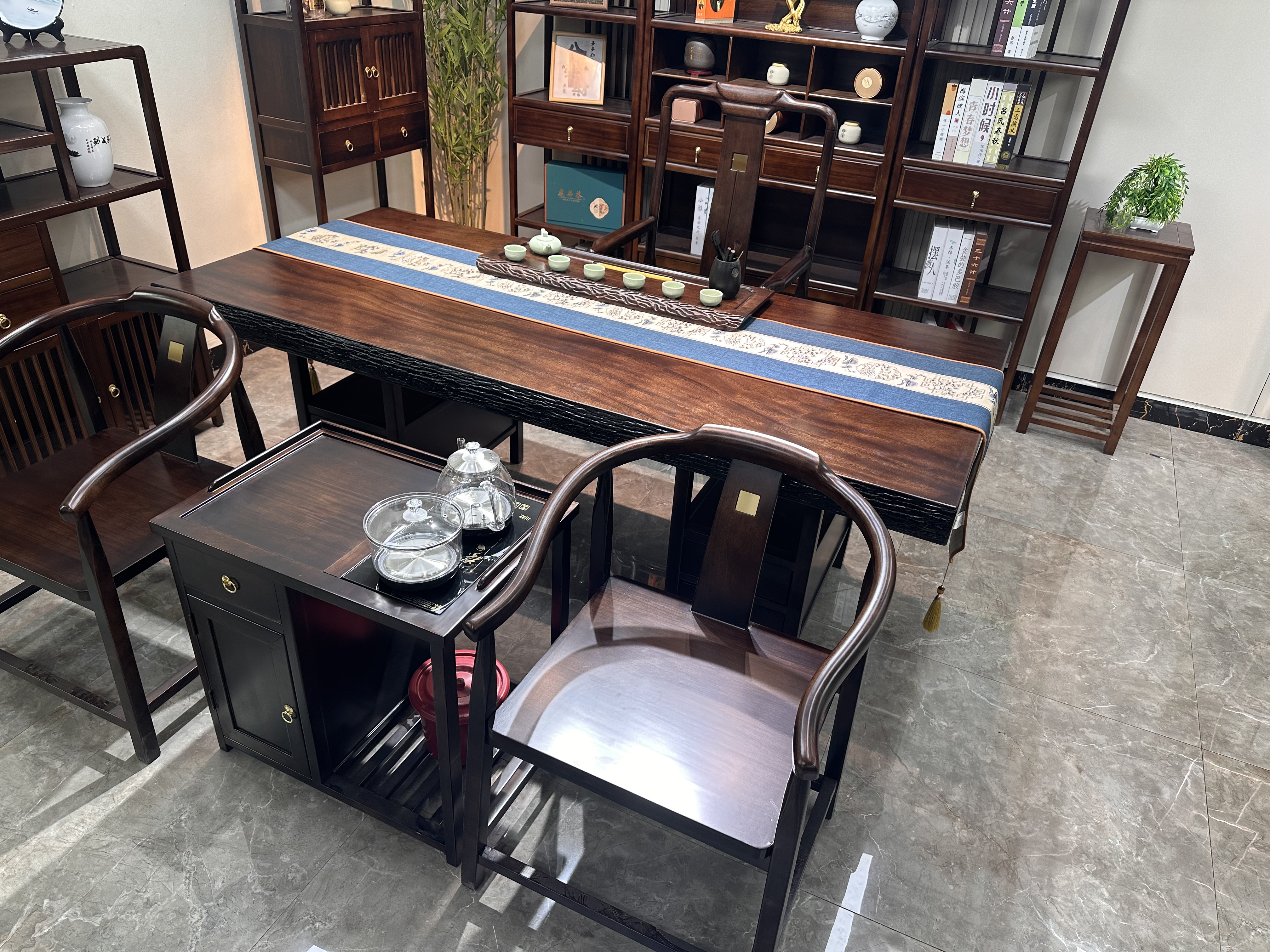 实木整板苦瓜边茶桌椅组合大板茶室办公室功夫泡茶台