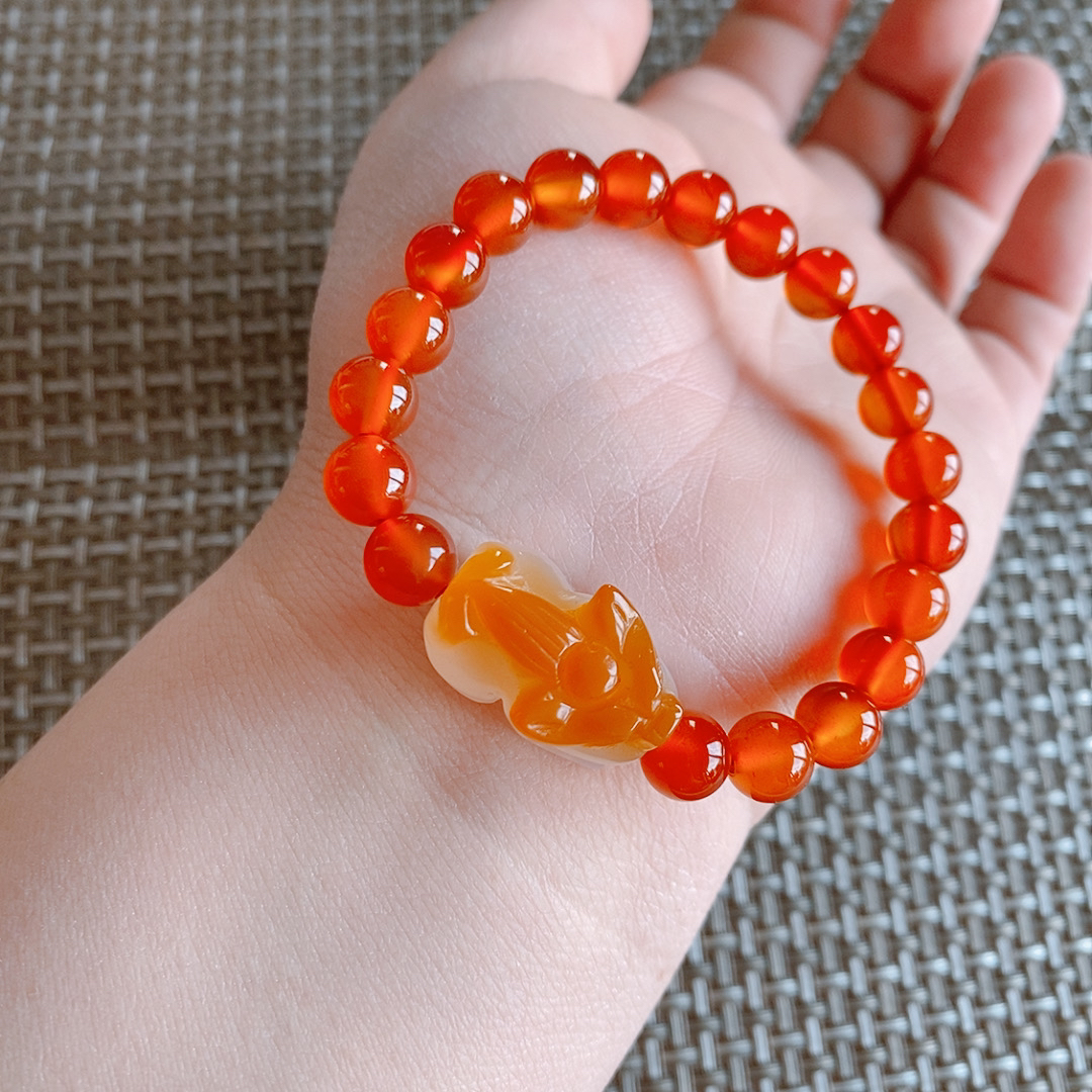 天然玛瑙貔貅手链男女同款玛瑙貔貅手绳diy设计款发财貔貅手链