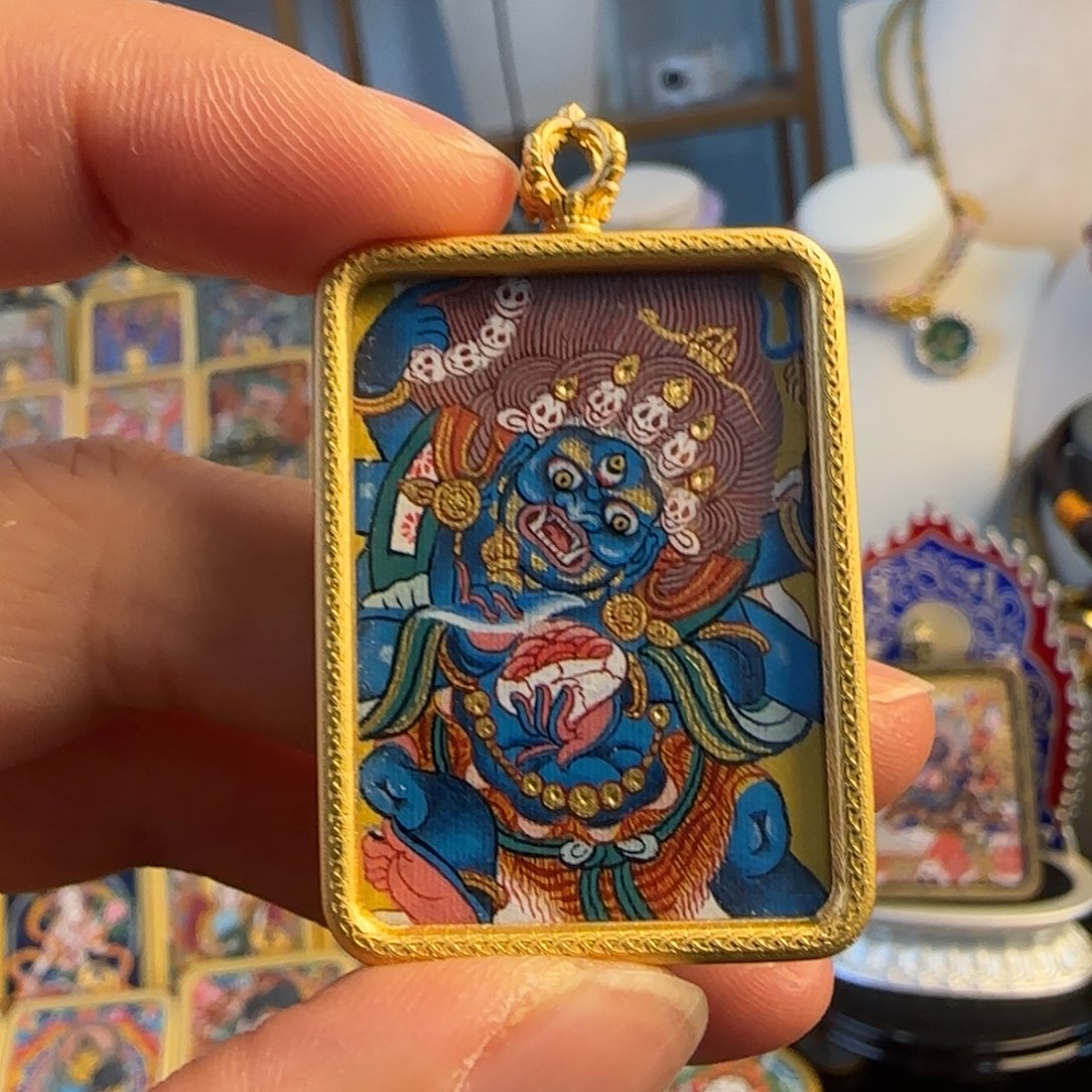 吊坠大黑天热贡唐卡