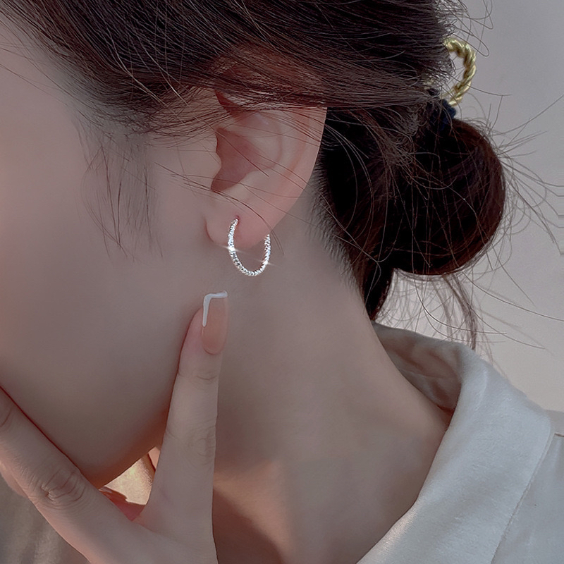 足银耳饰 [银喜生]足银纯银素圈满天星耳圈