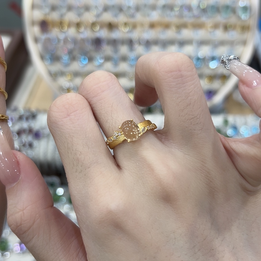 娜***光黄晶戒指银S925镶嵌