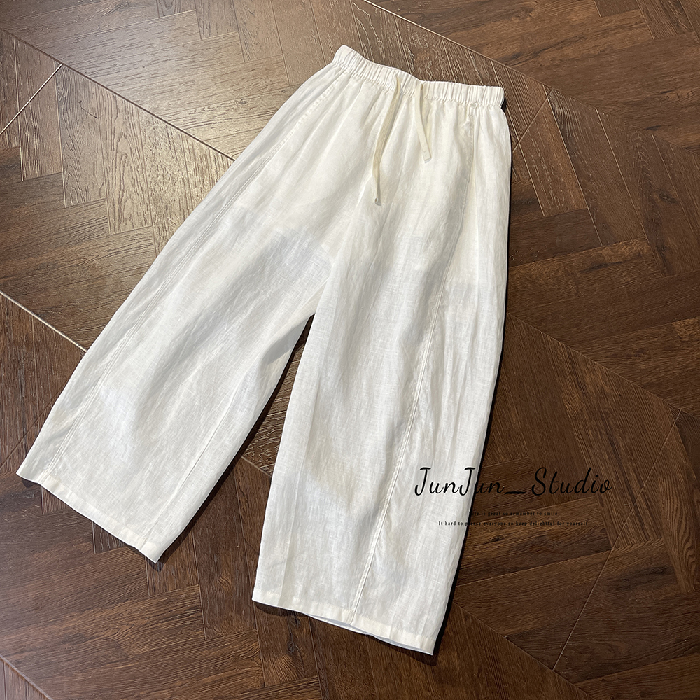 JunJun夏季百搭简约时尚休闲麻料休闲裤JJ2440