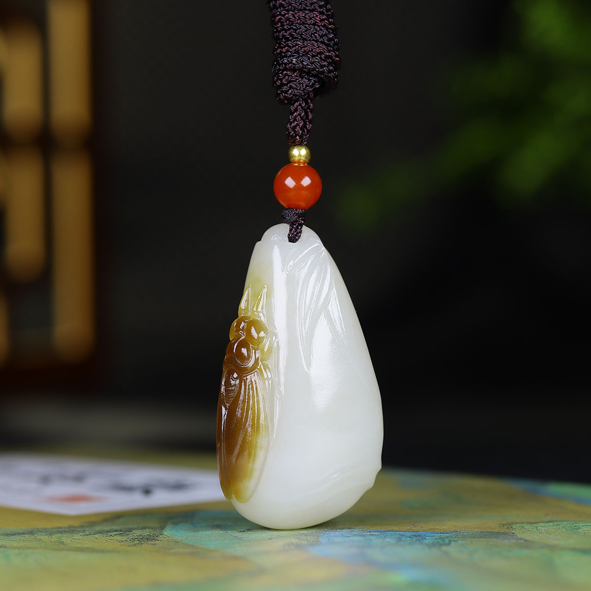 1209129和田玉白玉知了挂件