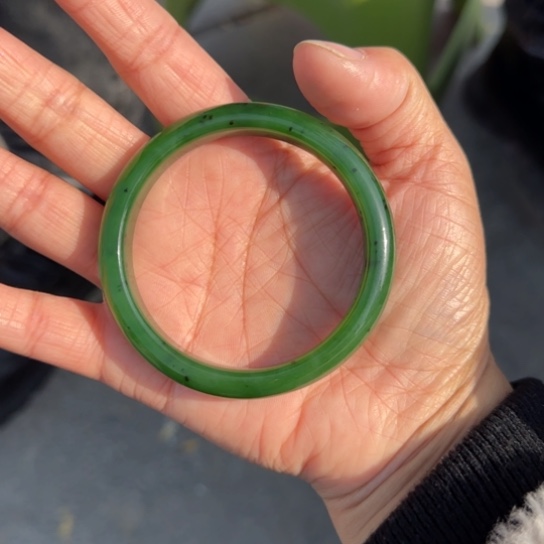 和田玉手镯未镶嵌54 ➕俄罗斯辣阳绿红皮老料