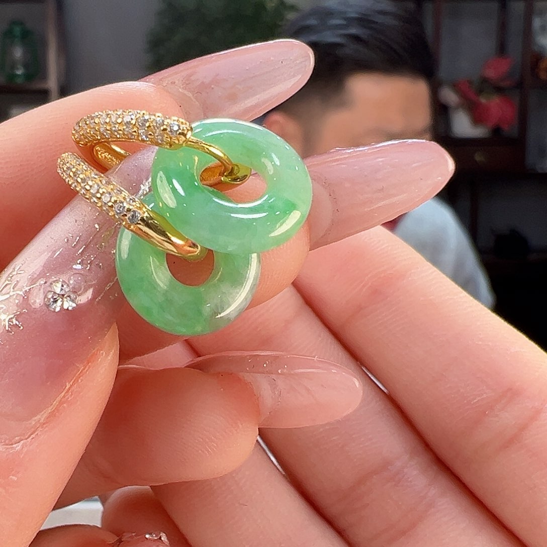 翡翠耳饰银S925镶嵌耳环12