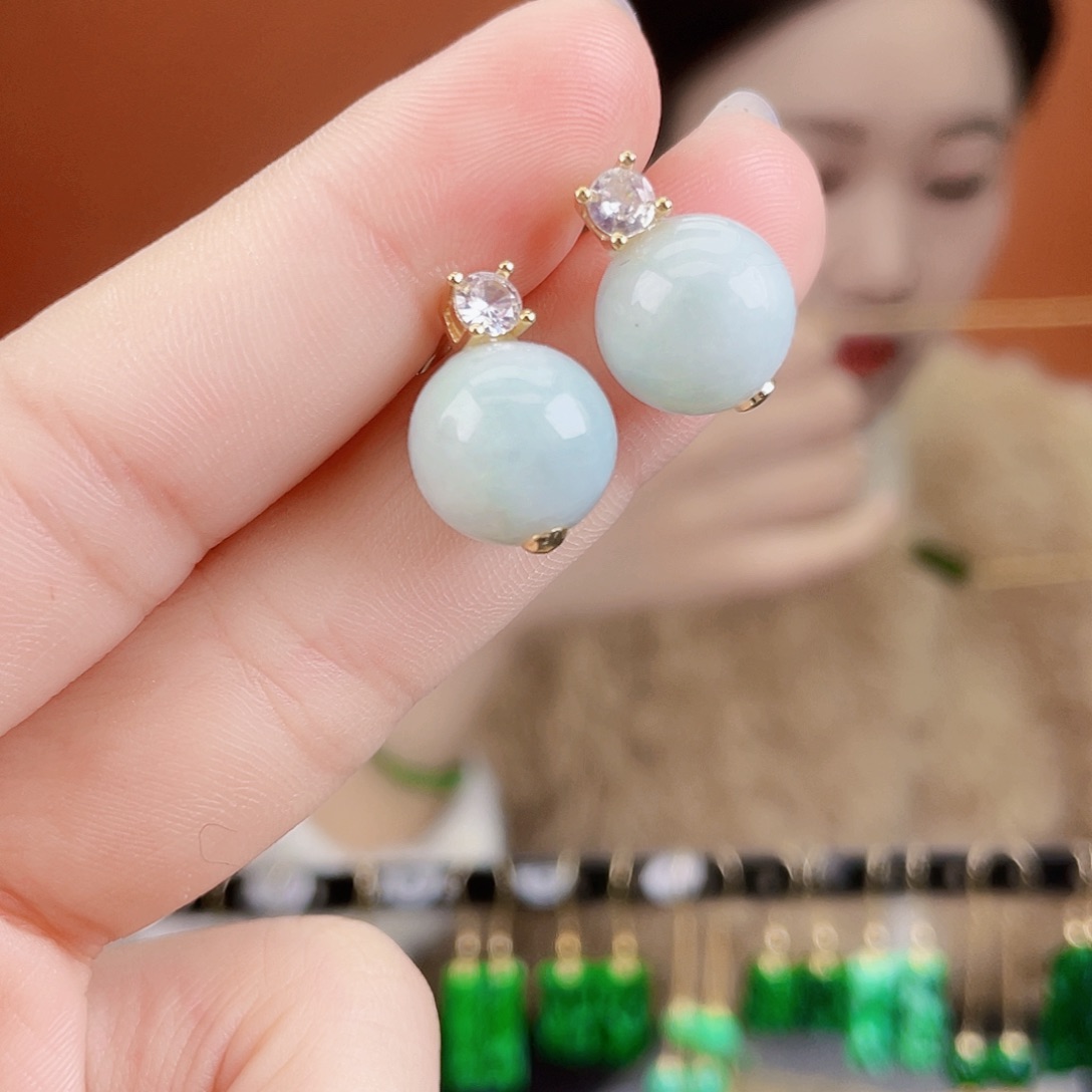 翡翠未镶嵌耳饰饰品