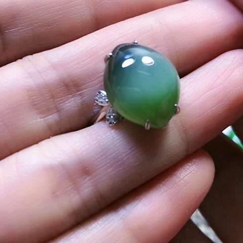 和田玉戒指银S925镶嵌