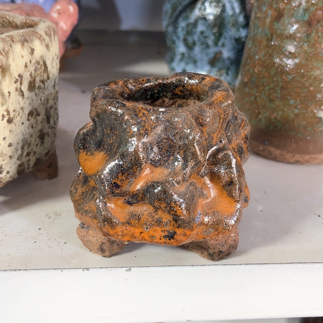 泥塑古镇炻陶花盆